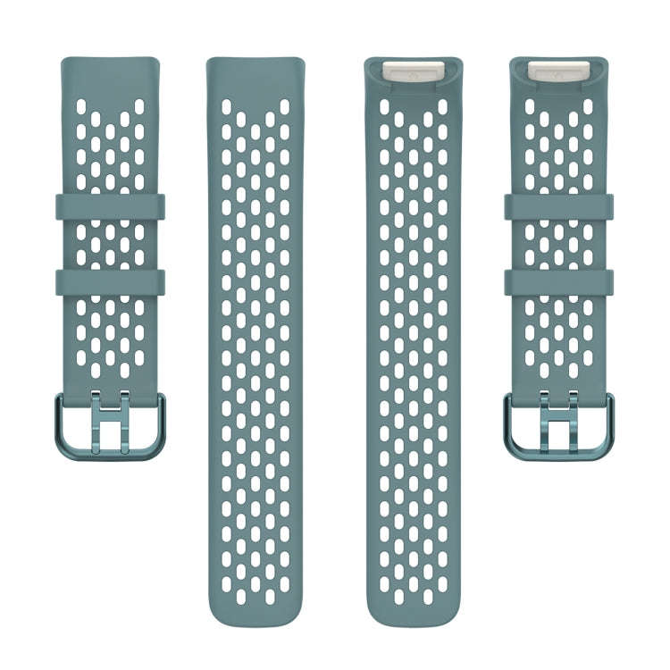 For Fitbit Charge 6 Solid Color Breathable Sports Silicone Watch Band(Blue)