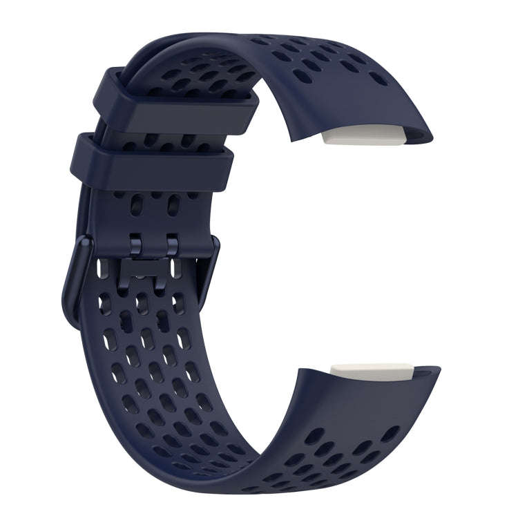 For Fitbit Charge 6 Solid Color Breathable Sports Silicone Watch Band(Dark Blue)