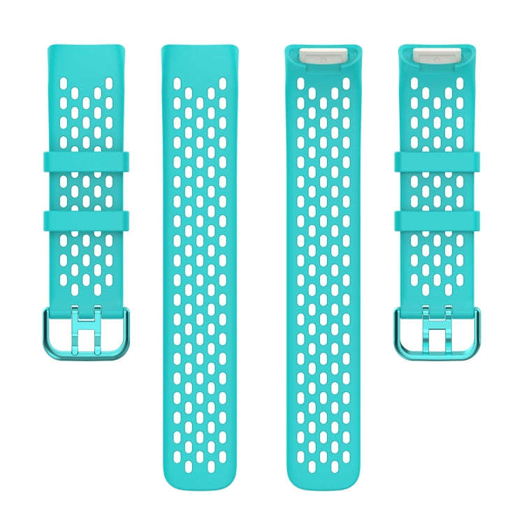 For Fitbit Charge 5 Solid Color Breathable Sports Silicone Watch Band(Teal Green)