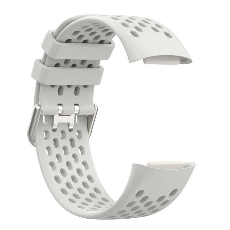 For Fitbit Charge 5 Solid Color Breathable Sports Silicone Watch Band(Starlight Color)