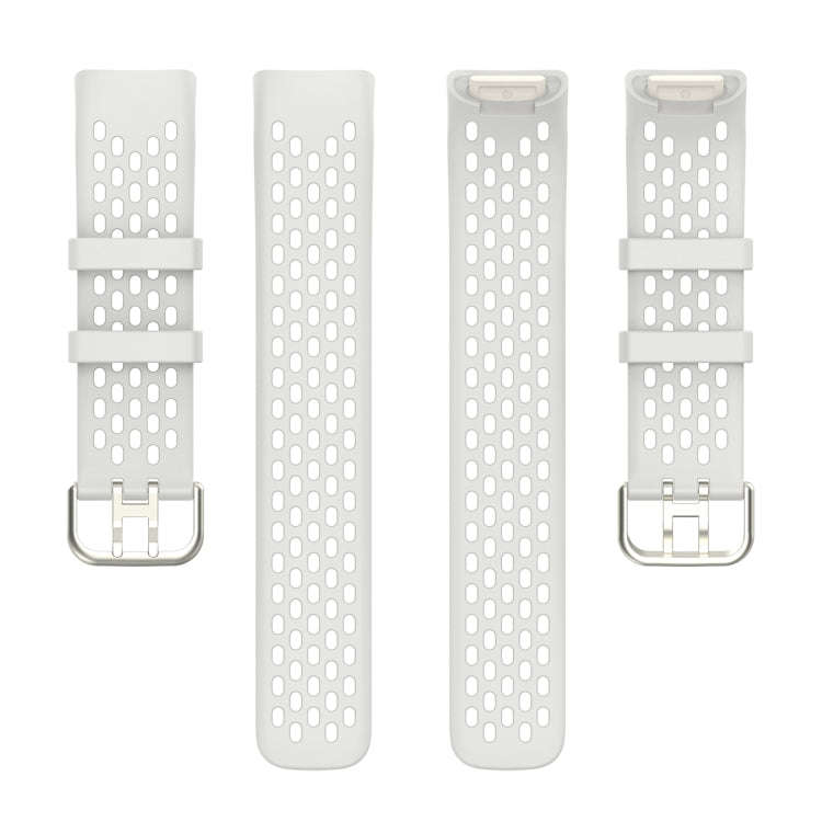 For Fitbit Charge 5 Solid Color Breathable Sports Silicone Watch Band(Starlight Color)