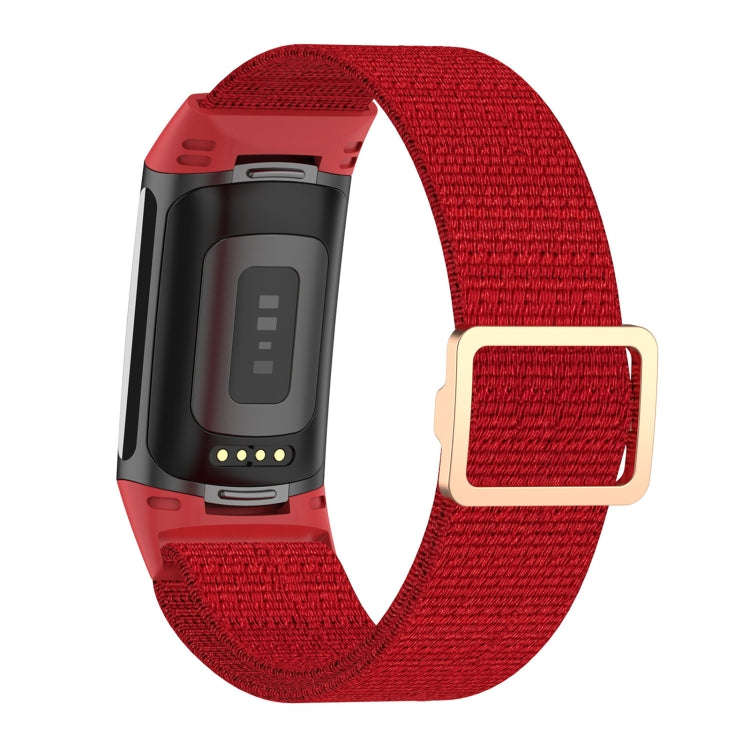 For Fitbit Charge 6 Elastic Nylon Braid Watch Band(Red)