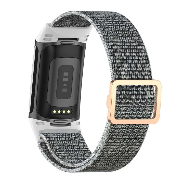 For Fitbit Charge 6 Elastic Nylon Braid Watch Band(Sea Shell)
