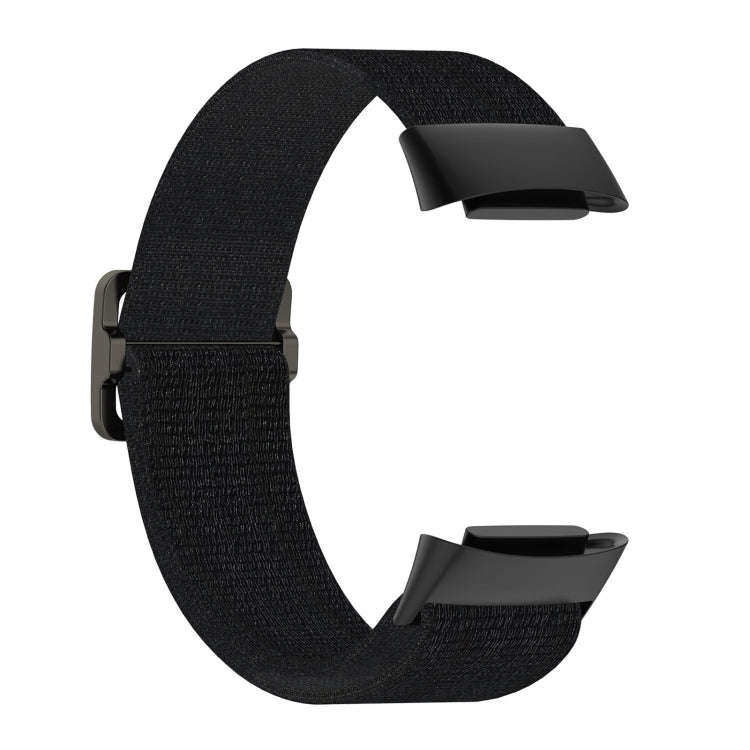 For Fitbit Charge 6 Elastic Nylon Braid Watch Band(Black)