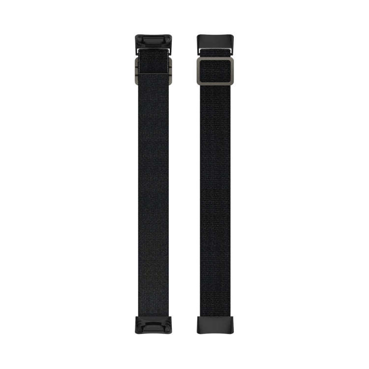 For Fitbit Charge 6 Elastic Nylon Braid Watch Band(Black)