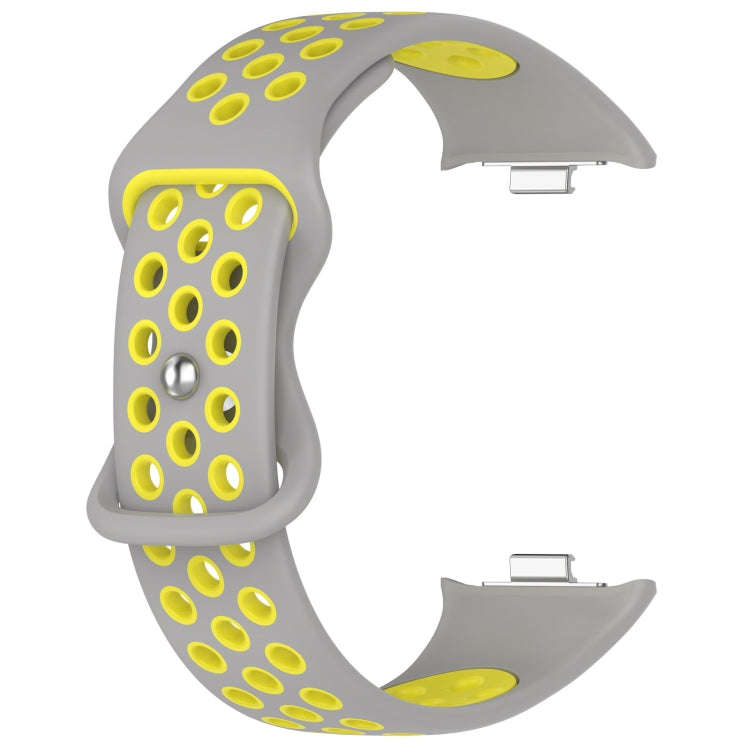 For Xiaomi Smart Band 9 Pro / 8 Pro Dual Color Butterfly Buckle Silicone Watch Band(Gray Yellow)