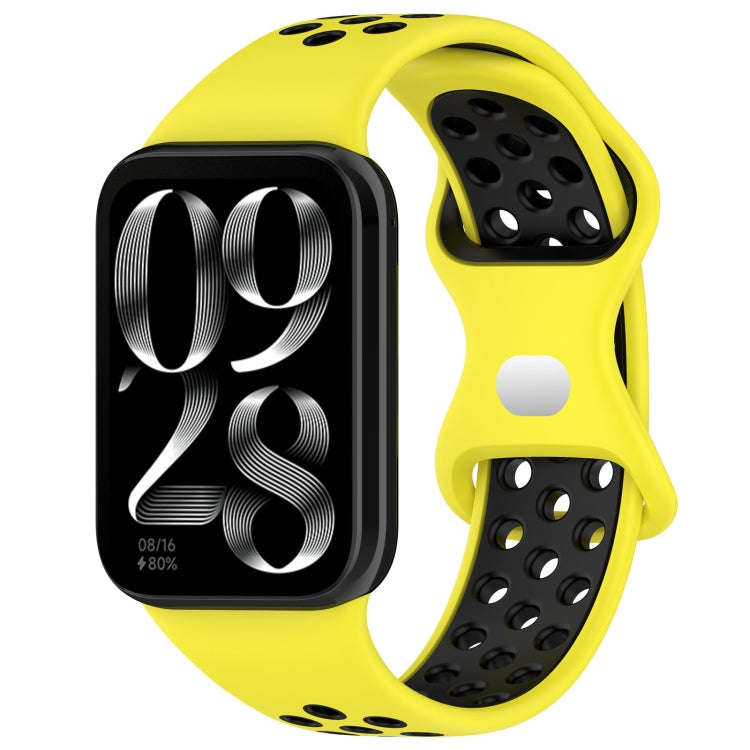 For Xiaomi Smart Band 9 Pro / 8 Pro Dual Color Butterfly Buckle Silicone Watch Band(Yellow Black)