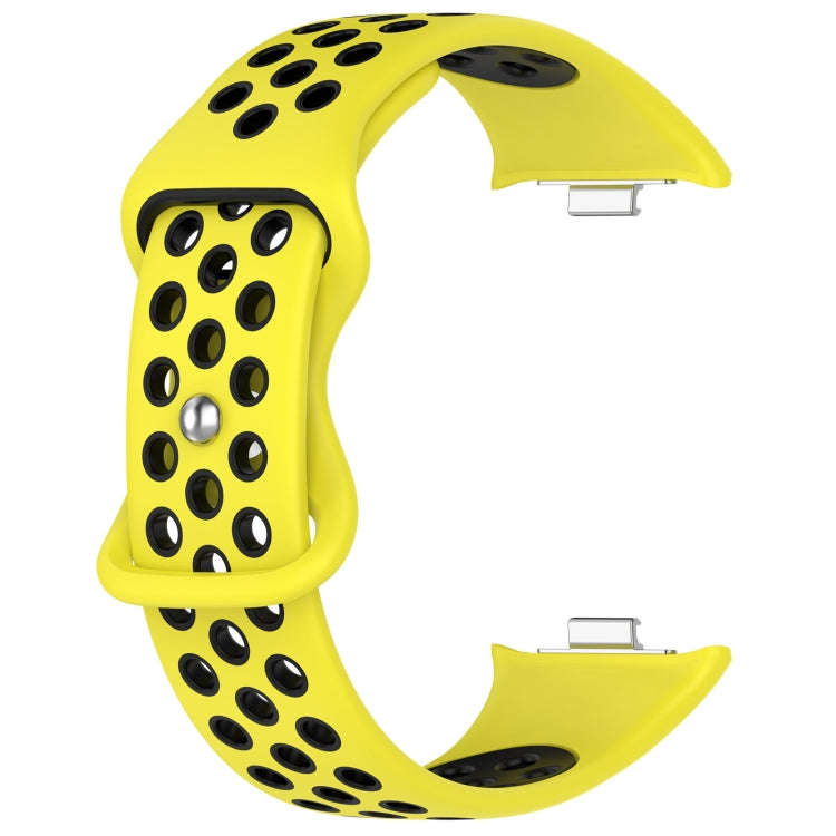 For Xiaomi Smart Band 9 Pro / 8 Pro Dual Color Butterfly Buckle Silicone Watch Band(Yellow Black)