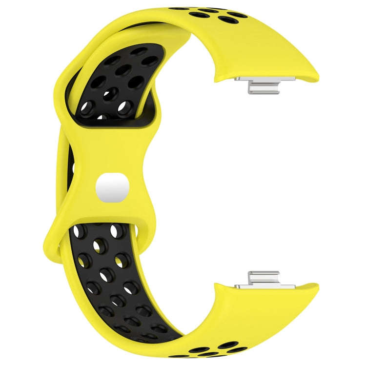 For Xiaomi Smart Band 9 Pro / 8 Pro Dual Color Butterfly Buckle Silicone Watch Band(Yellow Black)
