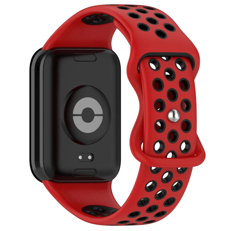 For Xiaomi Smart Band 9 Pro / 8 Pro Dual Color Butterfly Buckle Silicone Watch Band(Red Black)