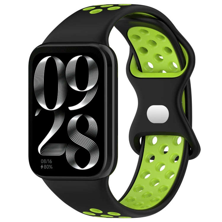 For Xiaomi Smart Band 9 Pro / 8 Pro Dual Color Butterfly Buckle Silicone Watch Band(Black Green)