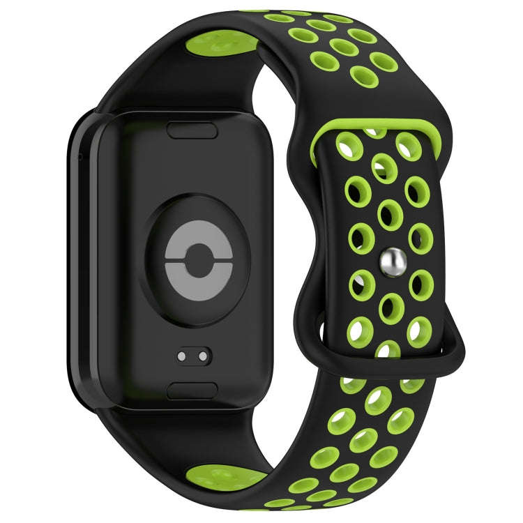 For Xiaomi Smart Band 9 Pro / 8 Pro Dual Color Butterfly Buckle Silicone Watch Band(Black Green)