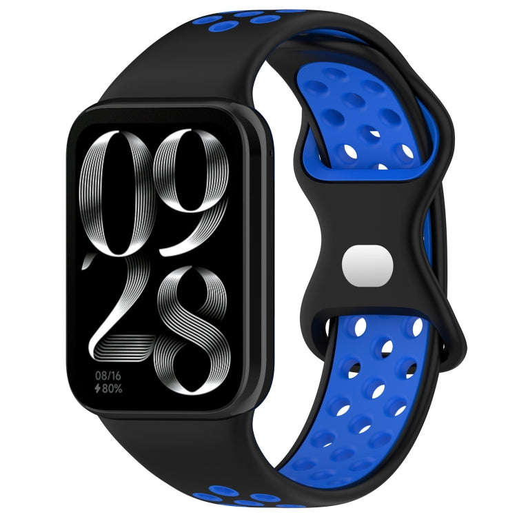 For Xiaomi Smart Band 9 Pro / 8 Pro Dual Color Butterfly Buckle Silicone Watch Band(Black Blue)