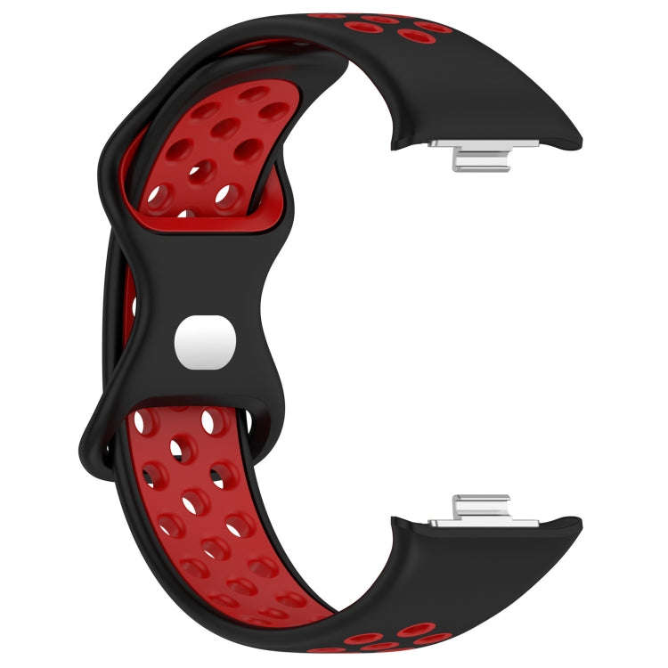 For Xiaomi Smart Band 9 Pro / 8 Pro Dual Color Butterfly Buckle Silicone Watch Band(Black Red)