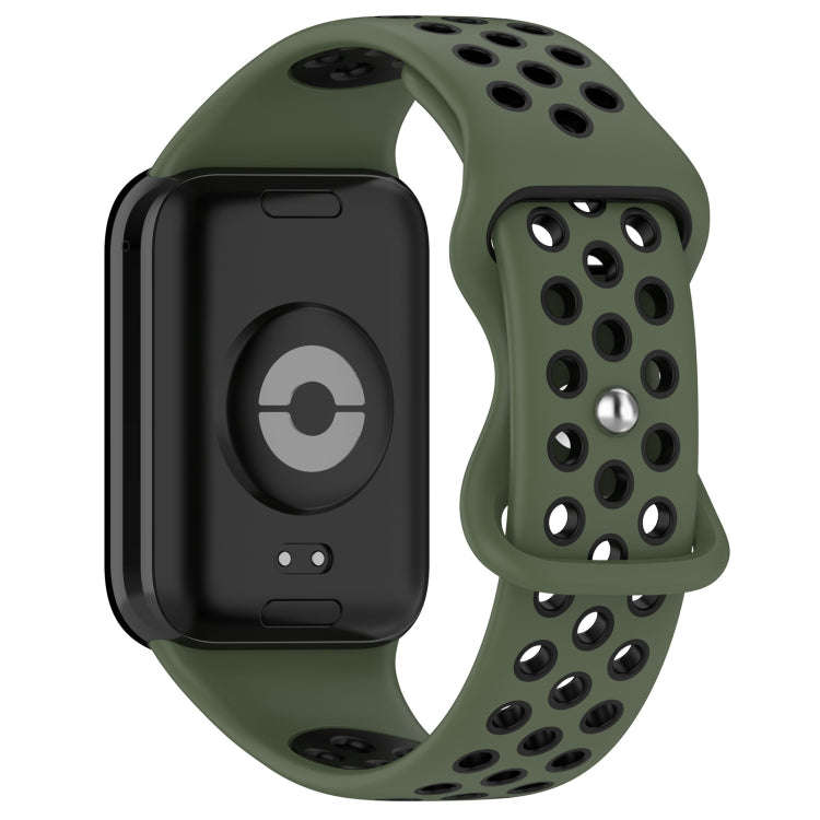 For Xiaomi Smart Band 9 Pro / 8 Pro Dual Color Butterfly Buckle Silicone Watch Band(Olive Green B...
