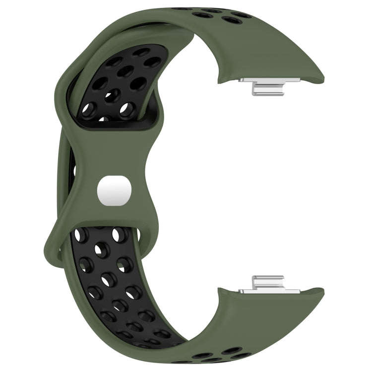 For Xiaomi Smart Band 9 Pro / 8 Pro Dual Color Butterfly Buckle Silicone Watch Band(Olive Green B...