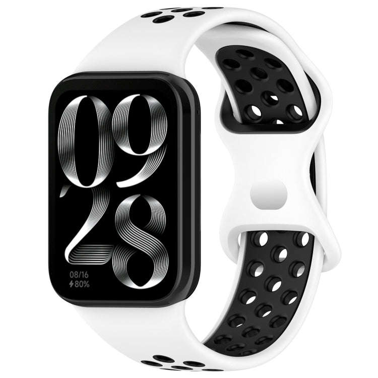 For Xiaomi Smart Band 9 Pro / 8 Pro Dual Color Butterfly Buckle Silicone Watch Band(White Black)