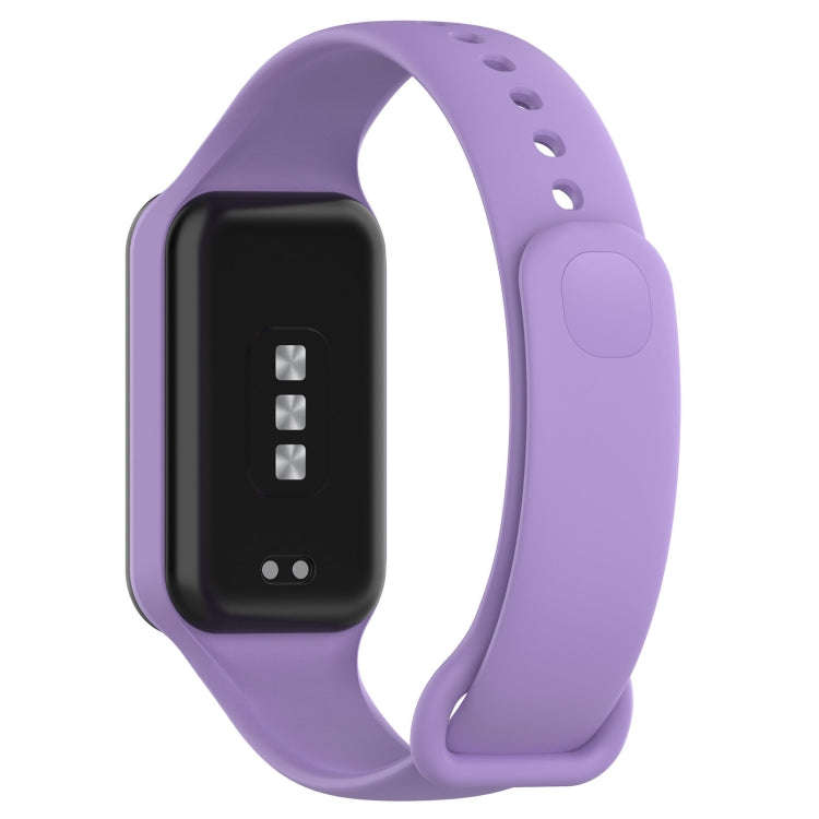 For Xiaomi Mi Band 8 Active Solid Color Integrated Silicone Watch Band(Purple)