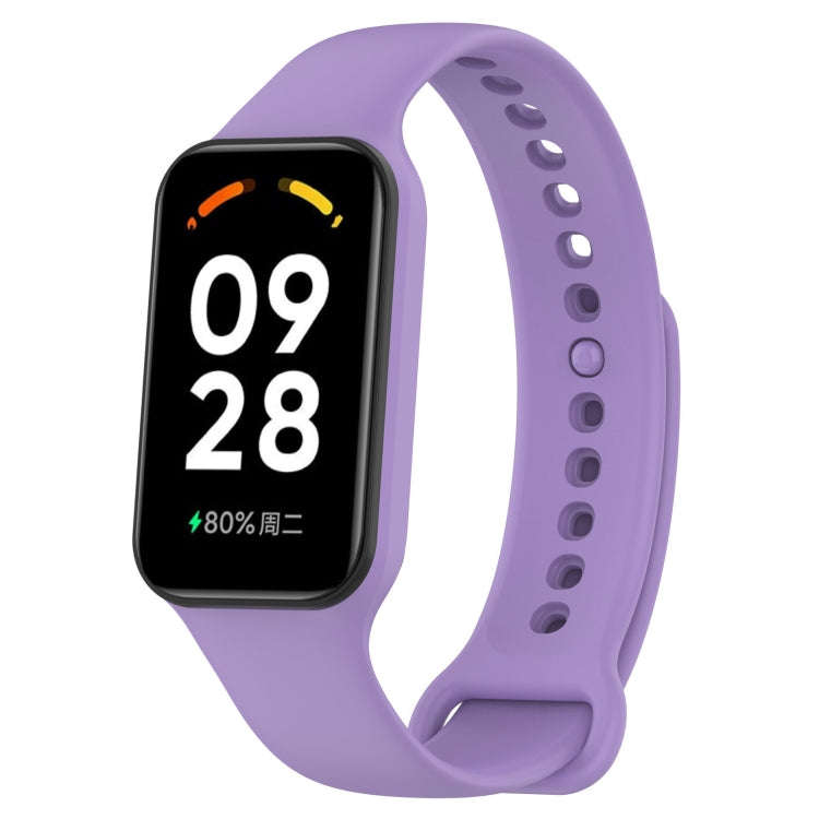 For Xiaomi Mi Band 8 Active Solid Color Integrated Silicone Watch Band(Purple)