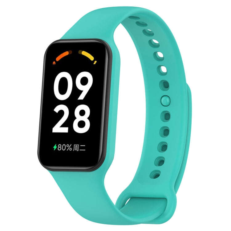 For Xiaomi Mi Band 8 Active Solid Color Integrated Silicone Watch Band(Teal Green)