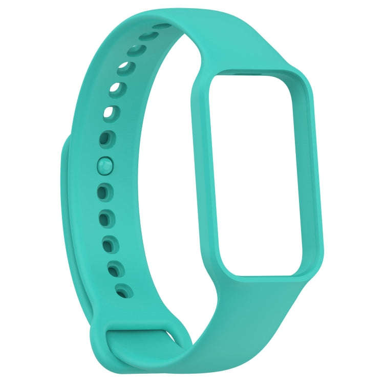 For Xiaomi Mi Band 8 Active Solid Color Integrated Silicone Watch Band(Teal Green)
