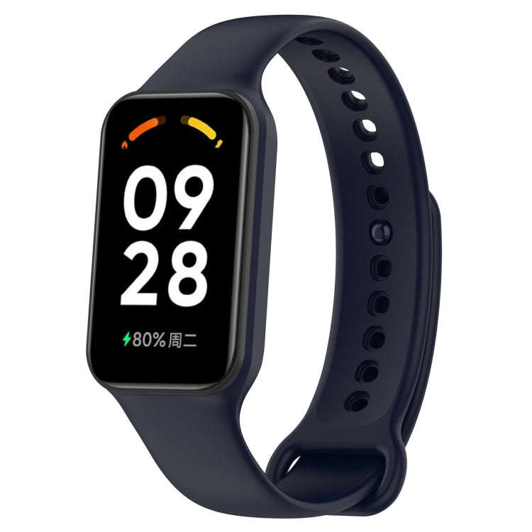 For Xiaomi Mi Band 8 Active Solid Color Integrated Silicone Watch Band(Dark Blue)