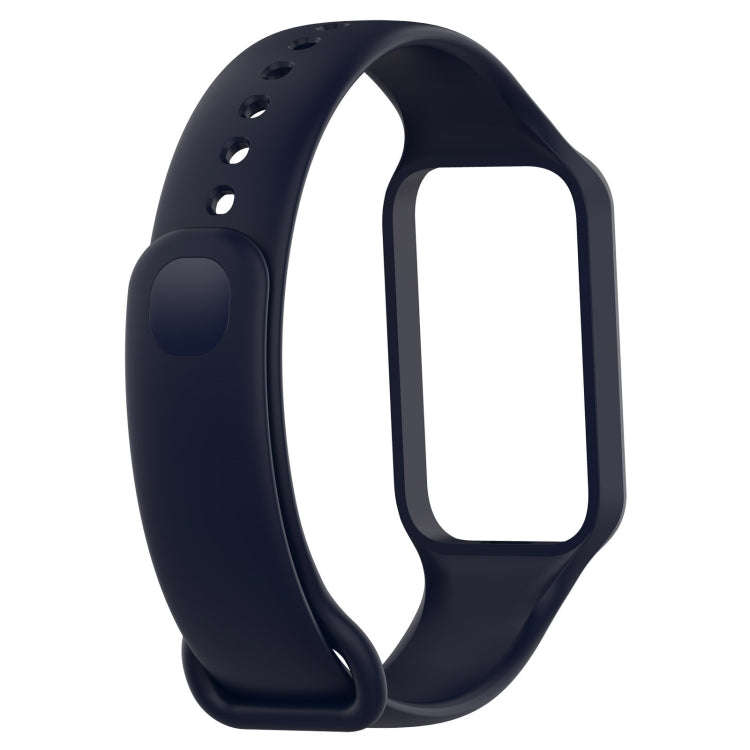 For Xiaomi Mi Band 8 Active Solid Color Integrated Silicone Watch Band(Dark Blue)