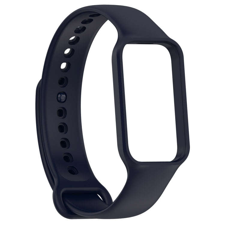 For Xiaomi Mi Band 8 Active Solid Color Integrated Silicone Watch Band(Dark Blue)
