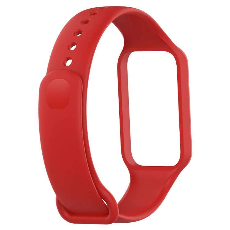 For Xiaomi Mi Band 8 Active Solid Color Integrated Silicone Watch Band(Red)