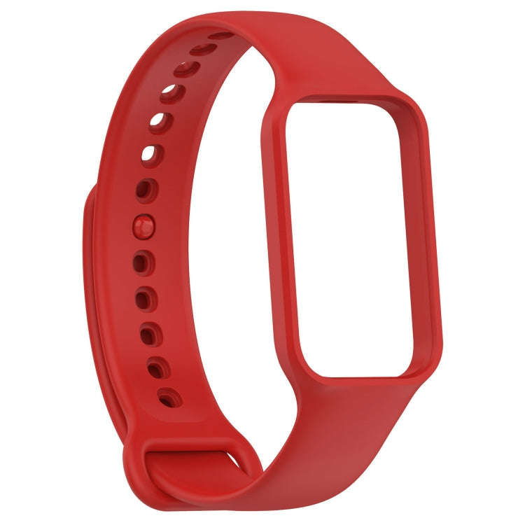 For Xiaomi Mi Band 8 Active Solid Color Integrated Silicone Watch Band(Red)