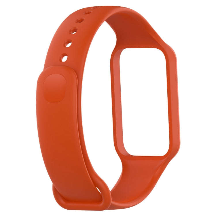For Xiaomi Mi Band 8 Active Solid Color Integrated Silicone Watch Band(Orange)