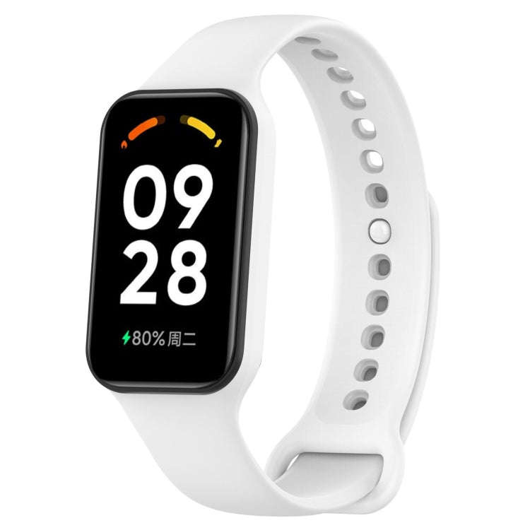 For Xiaomi Mi Band 8 Active Solid Color Integrated Silicone Watch Band(White)
