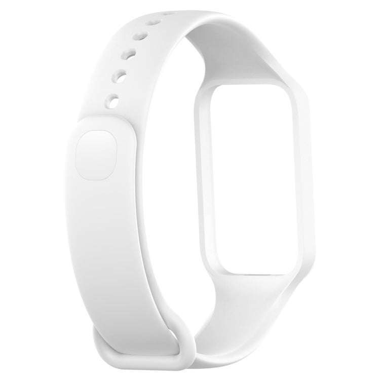 For Xiaomi Mi Band 8 Active Solid Color Integrated Silicone Watch Band(White)