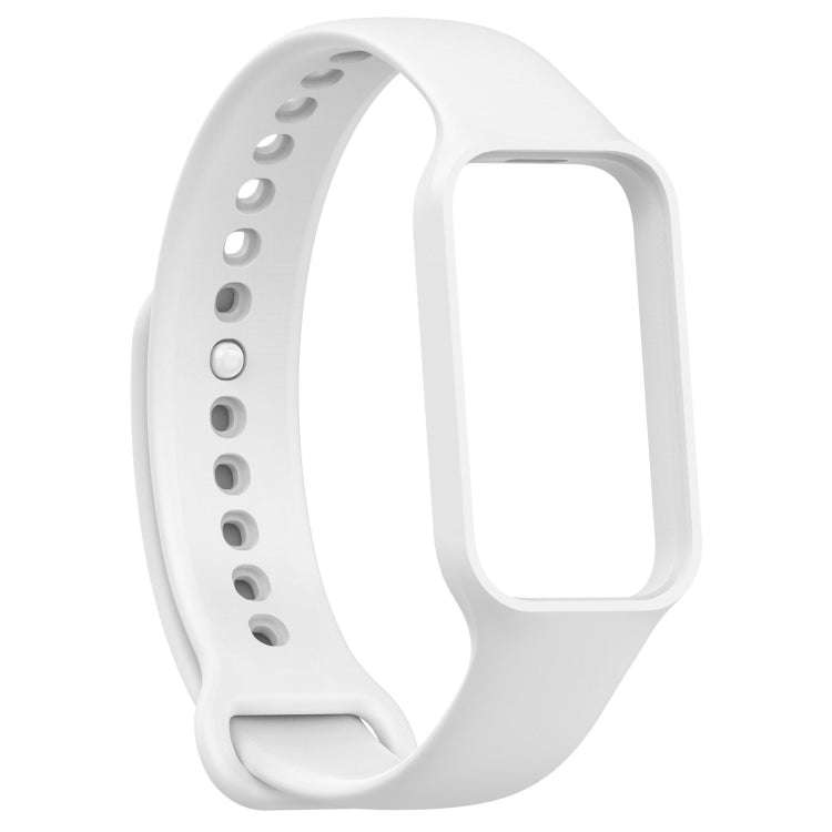 For Xiaomi Mi Band 8 Active Solid Color Integrated Silicone Watch Band(White)