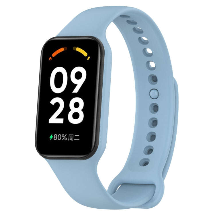 For Xiaomi Mi Band 8 Active Solid Color Integrated Silicone Watch Band(Light Blue)