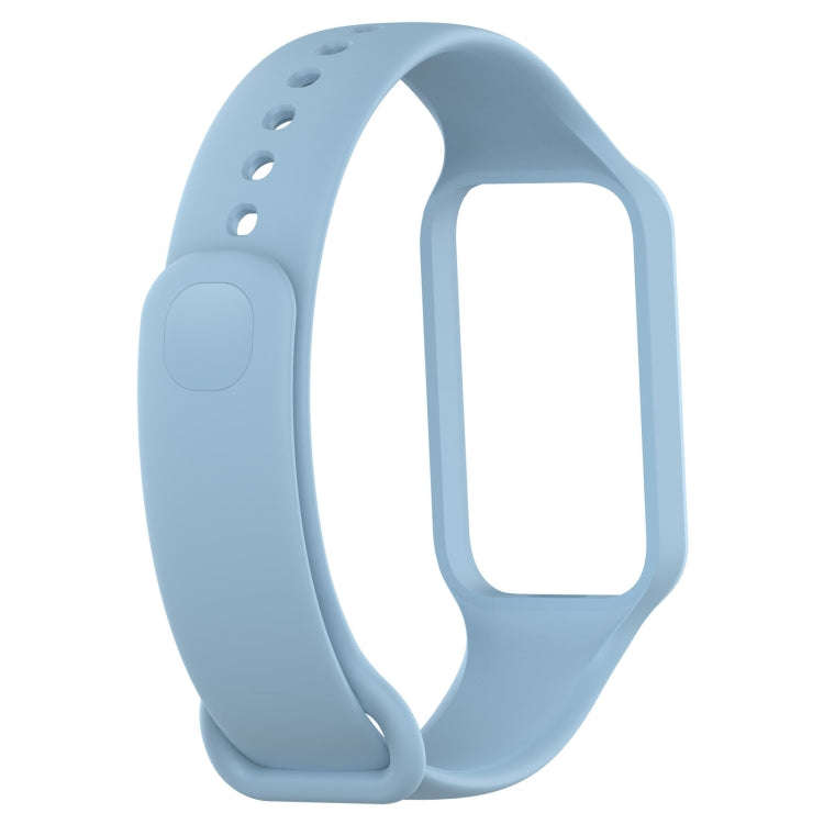 For Xiaomi Mi Band 8 Active Solid Color Integrated Silicone Watch Band(Light Blue)