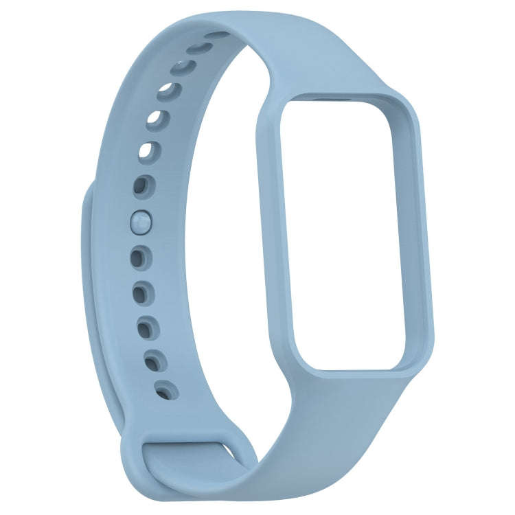 For Xiaomi Mi Band 8 Active Solid Color Integrated Silicone Watch Band(Light Blue)