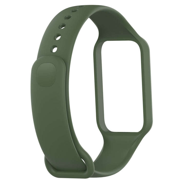 For Xiaomi Mi Band 8 Active Solid Color Integrated Silicone Watch Band(Army Green)