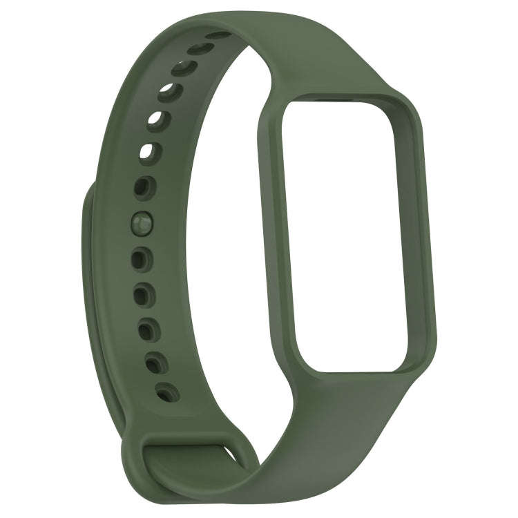 For Xiaomi Mi Band 8 Active Solid Color Integrated Silicone Watch Band(Army Green)