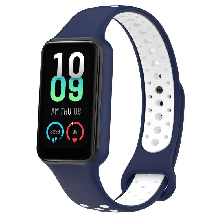 For Xiaomi Smart Band 8 Active Dual Color Breathable Sports Silicone Watch Band(Blue White)