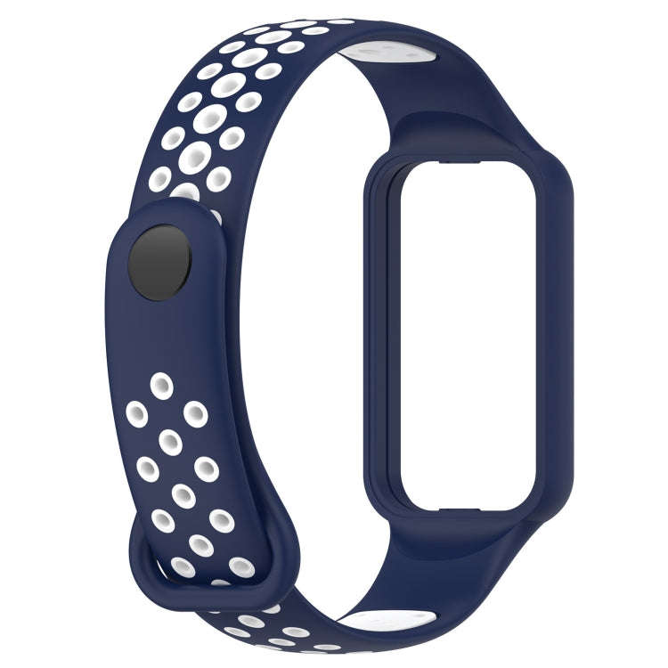 For Xiaomi Smart Band 8 Active Dual Color Breathable Sports Silicone Watch Band(Blue White)