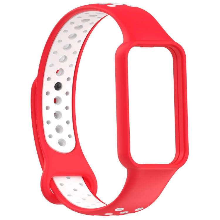 For Xiaomi Smart Band 8 Active Dual Color Breathable Sports Silicone Watch Band(Red White)