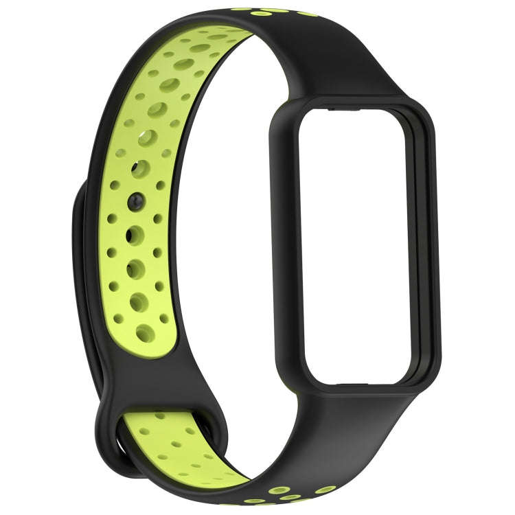 For Xiaomi Smart Band 8 Active Dual Color Breathable Sports Silicone Watch Band(Black Green)