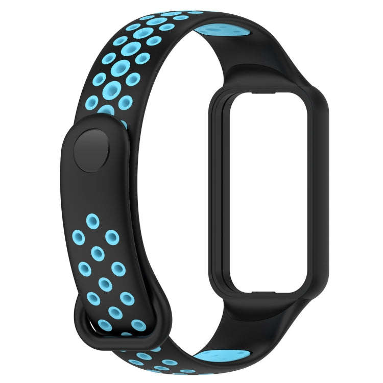 For Xiaomi Smart Band 8 Active Dual Color Breathable Sports Silicone Watch Band(Black Blue)