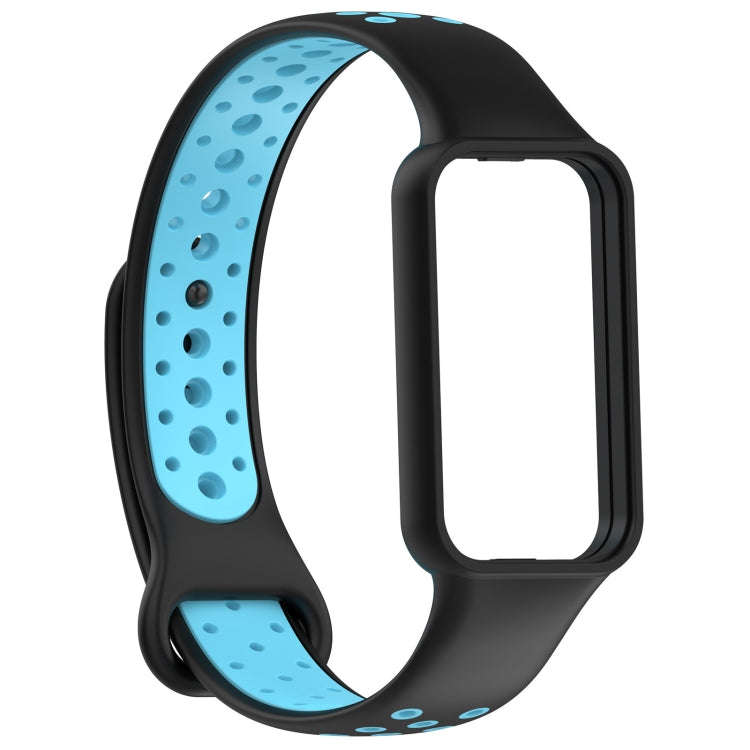 For Xiaomi Smart Band 8 Active Dual Color Breathable Sports Silicone Watch Band(Black Blue)