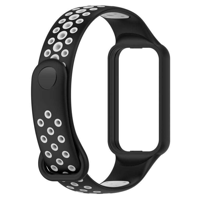 For Xiaomi Smart Band 8 Active Dual Color Breathable Sports Silicone Watch Band(Black Gary)