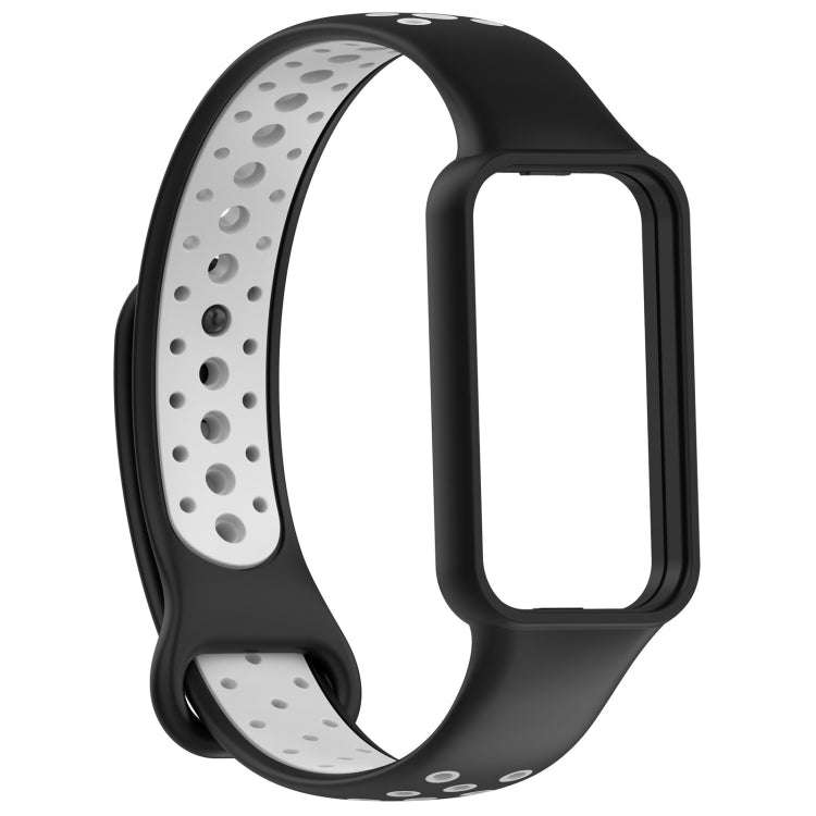 For Xiaomi Smart Band 8 Active Dual Color Breathable Sports Silicone Watch Band(Black Gary)