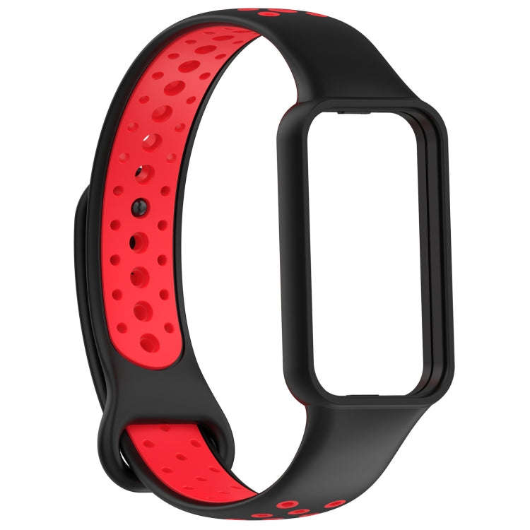 For Xiaomi Smart Band 8 Active Dual Color Breathable Sports Silicone Watch Band(Black Red)