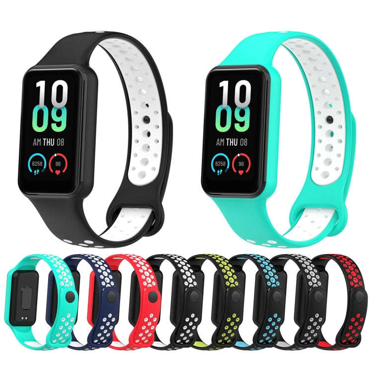 For Xiaomi Smart Band 8 Active Dual Color Breathable Sports Silicone Watch Band(Black Gary)