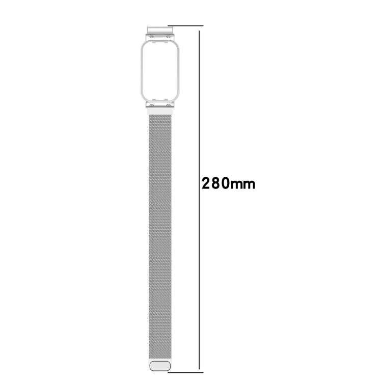 For Xiaomi Mi Band 8 Active Milan Magnetic Metal Steel Mesh Watch Band + Watch Frame(Gold)